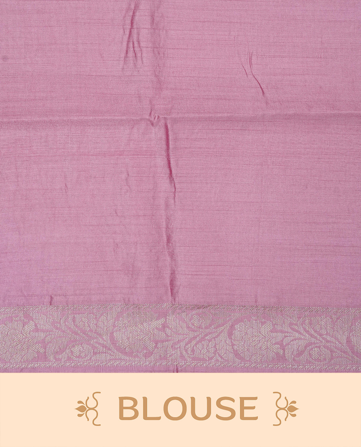 Light pink colour banaras saree featuring silver zari buttas on body, complemented silver zari on self colour border, comes with matching blouse piece.