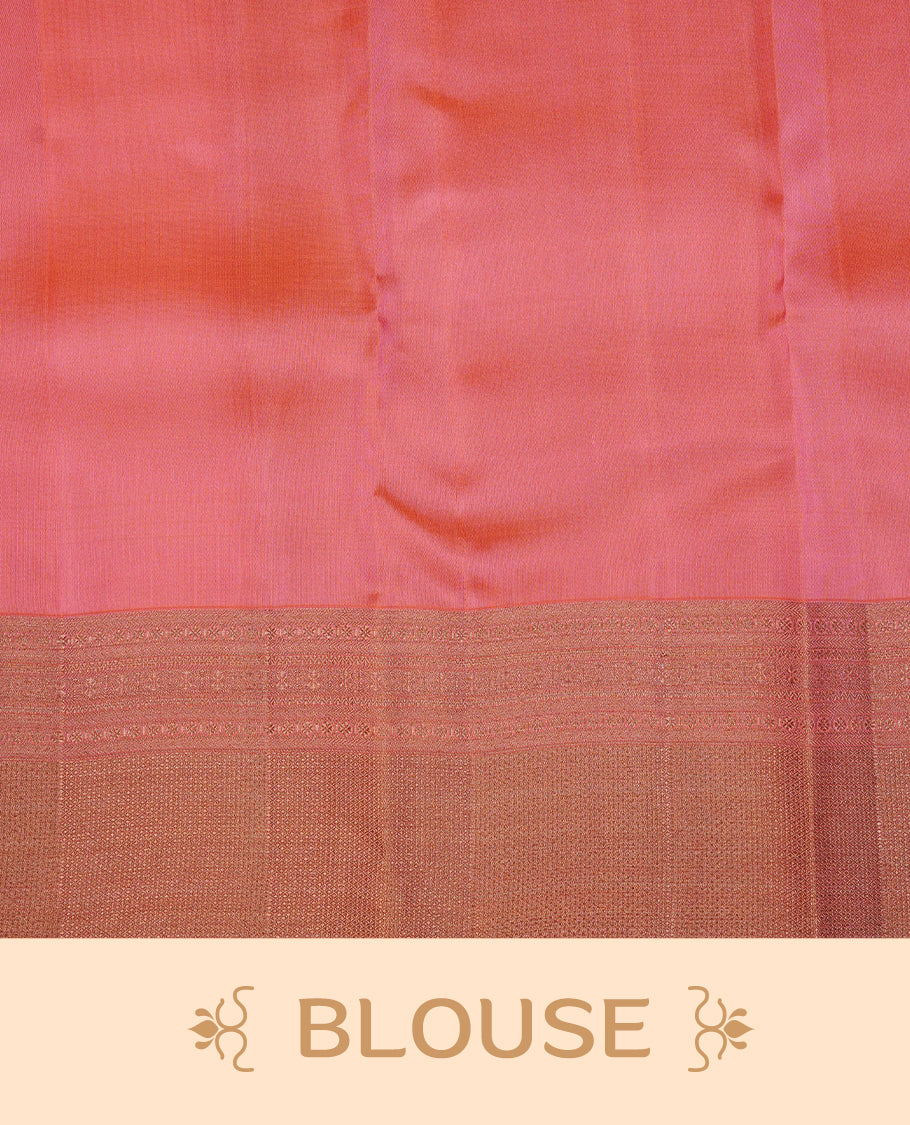Pink  Colour Traditional Kancheepuram Slik Saree Featuring Gold Zari Motifs on the Body, Complemented by a Self  Colour  Gold Zari Traditional Border and Pallu, Paired with a Matching Blouse .