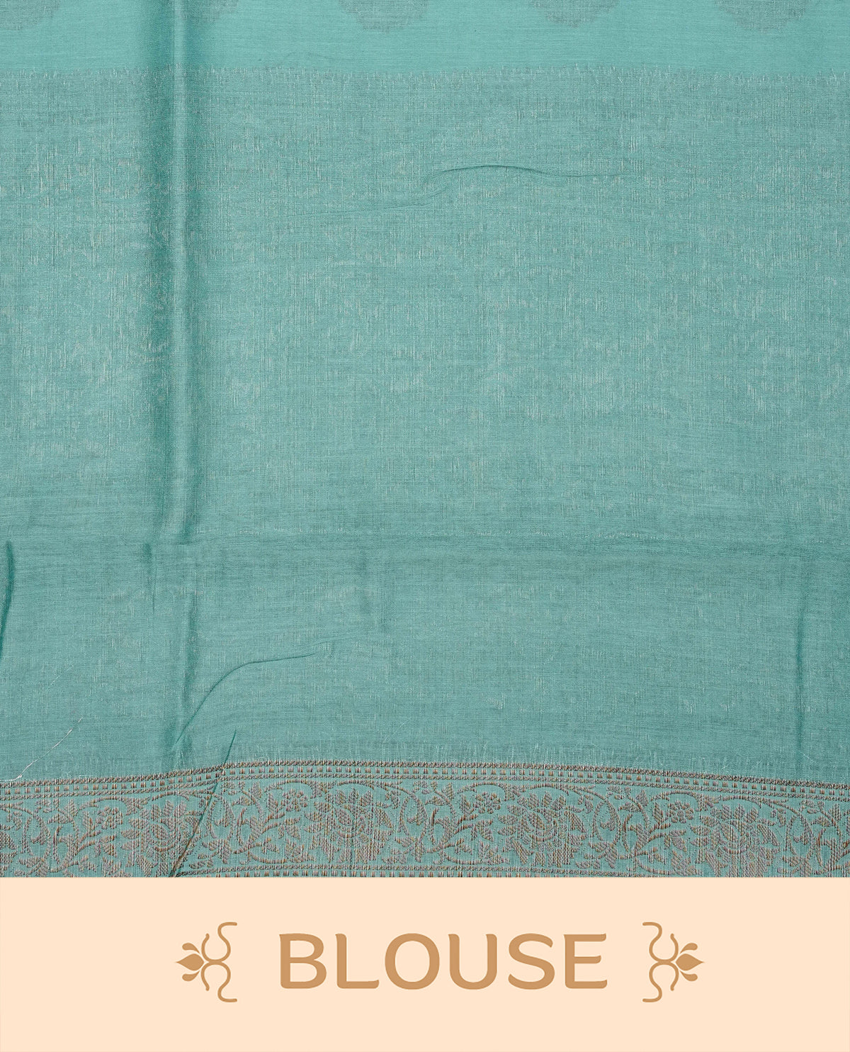 Aqua colour Banaras silk saree featuring gold zari buttas on body, complemented by self colour with zari border, comes with matching blouse piece.