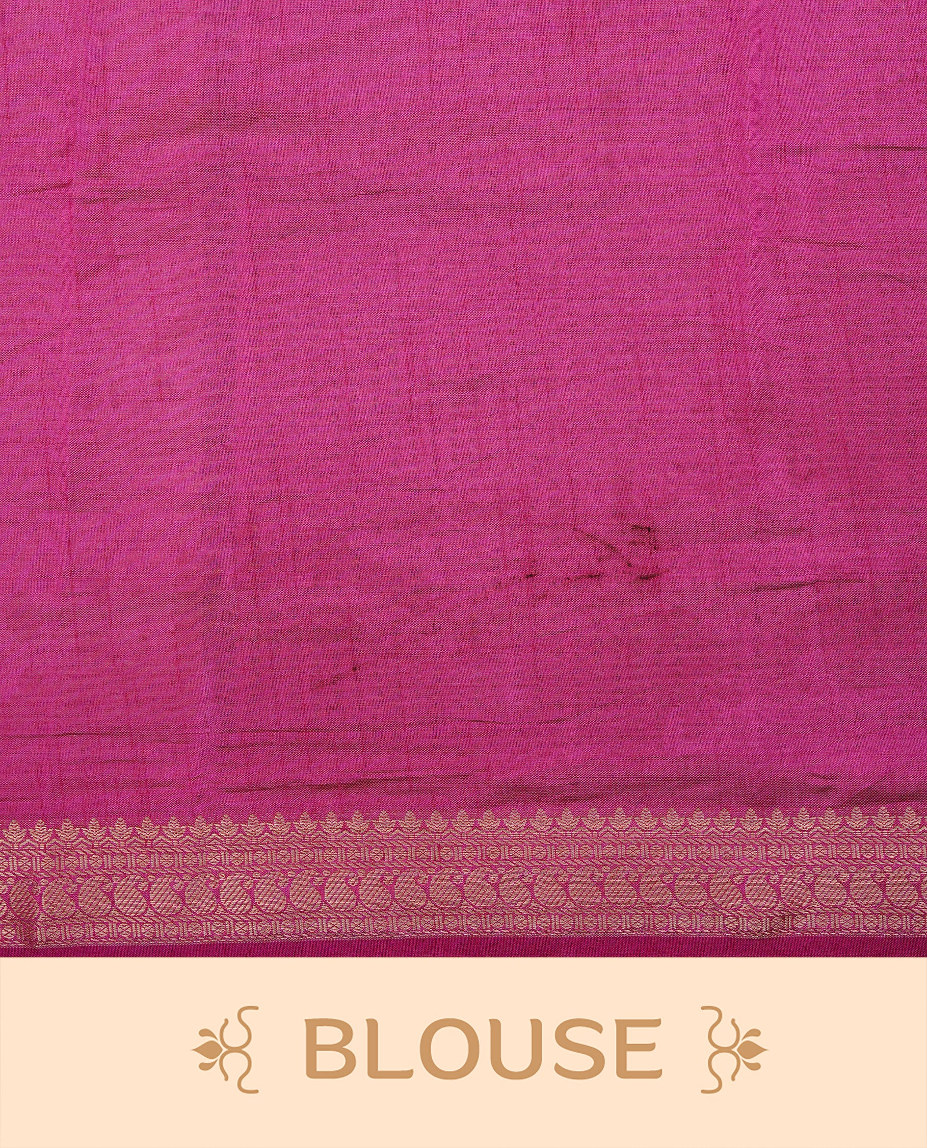 Cream colour Semi Tussar silk saree featuring an elegant plain body, accentuated by a contrast Pink border adorned with intricate gold Mango zari work, paired with a matching blouse piece.
