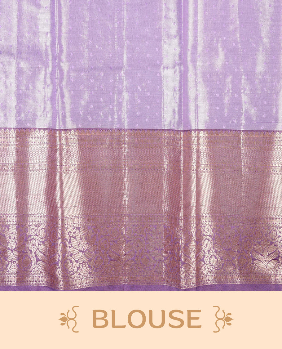 Lavender & Silver colour Double shade Semi tissue silk saree featuring self color Floral pattern on body, Contrast Lavender  colour with Fancy border, paired with matching.