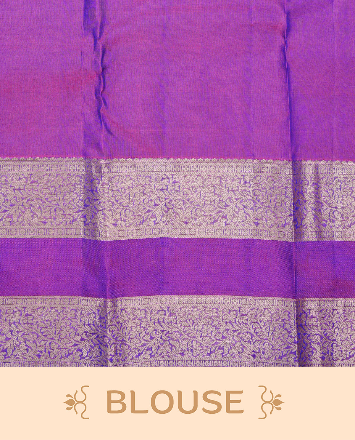 Blue colour Traditional Kancheepuram Silk Saree with Elegant Gold Zari Buttas on the Body, Enhanced with a Contrast Magenta Colour with Gold Zari Border and Rich Pallu, Paired with a Matching Blouse Piece.