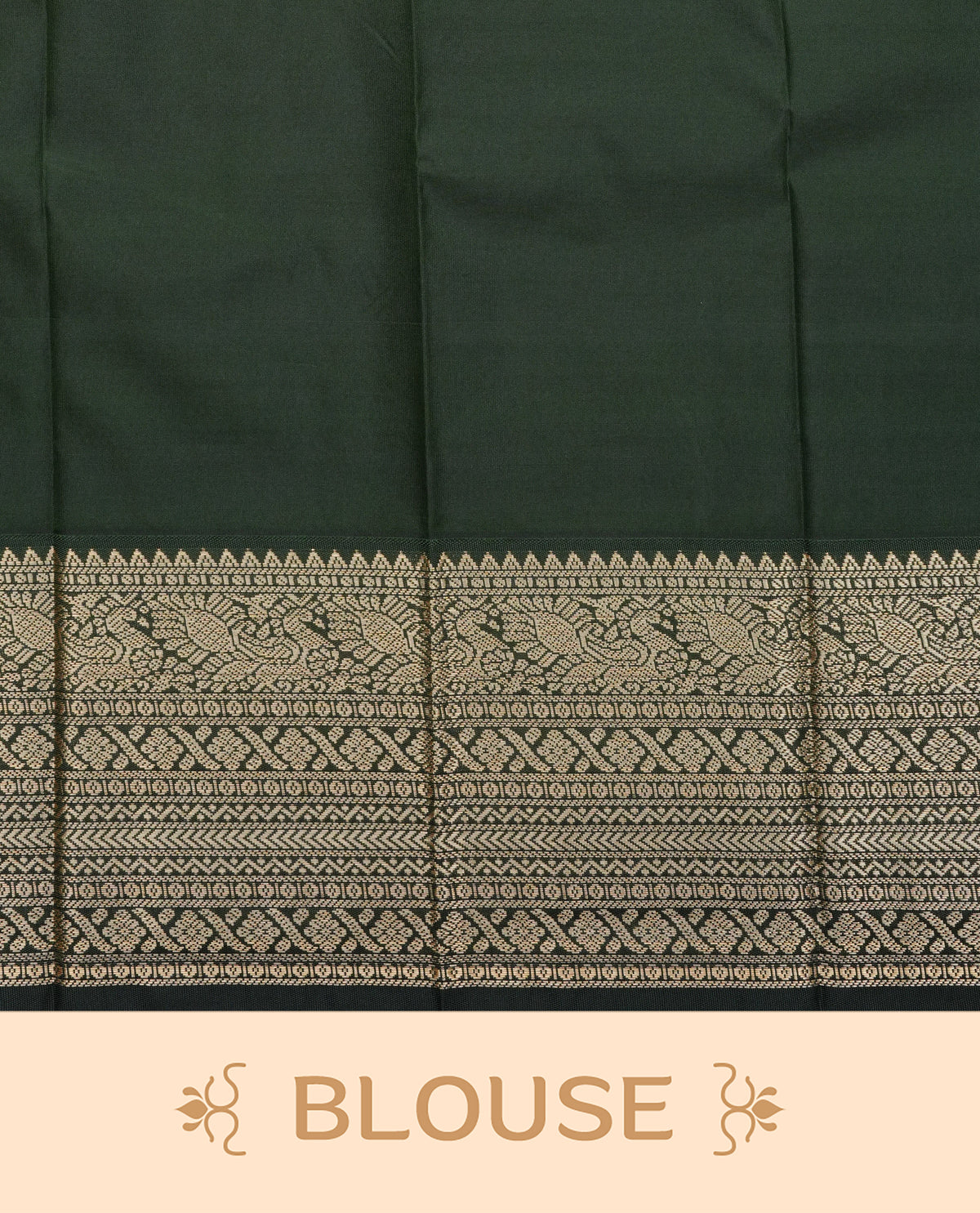 Orange & pink double shade soft silk saree featuring gold zari checks with motifs on body, contrast dark green colour  gold zari traditional border, grand pallu comes with matching blouse piece.