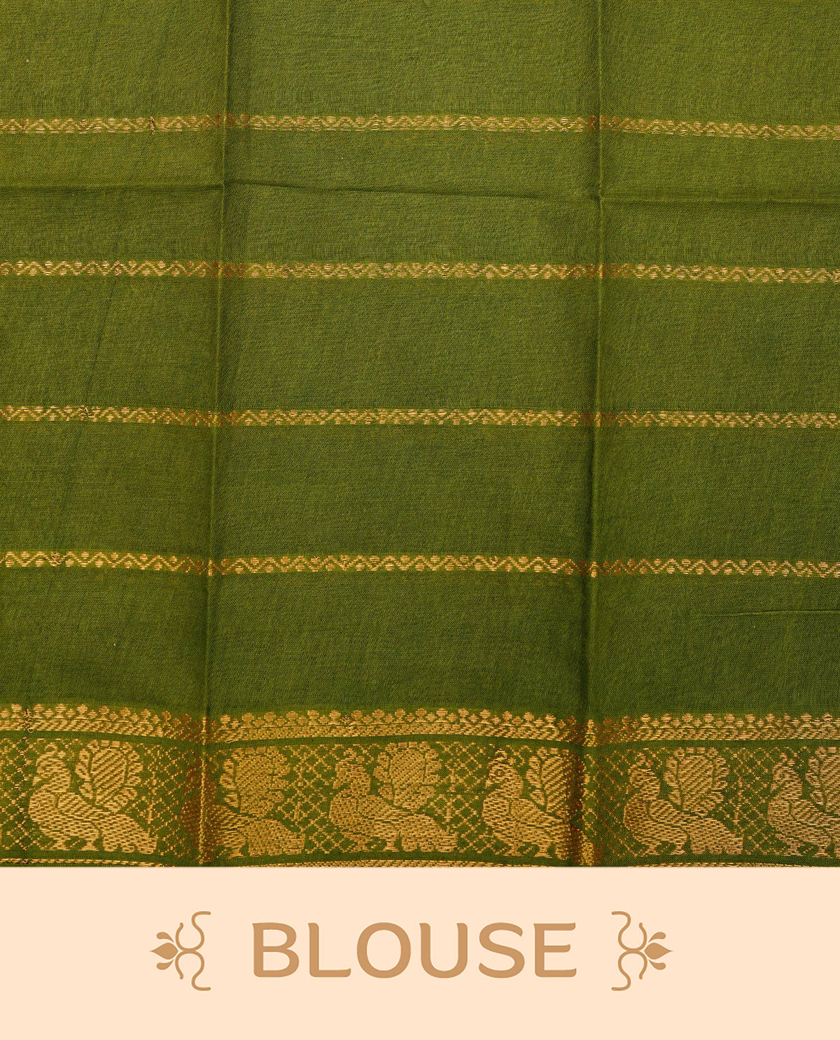 Red Sungudi cotton saree featuring elegant gold zari checks across the body, complemented by a rich gold zari peacock border. Paired with a matching blouse piece
