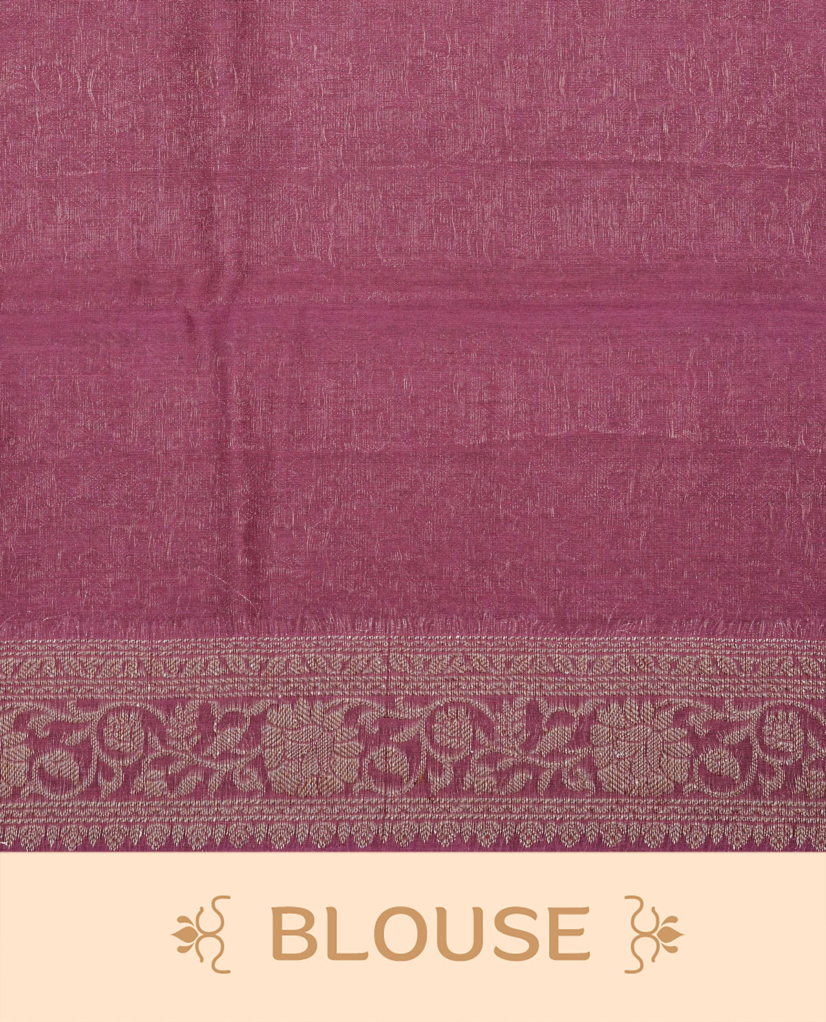 Light Maroon colour Tussar Silk saree featuring antique zari butta motifs on the body, enhanced with a self-coloured floral Kodi Gold zari border and  pallu, paired with a matching blouse piece.