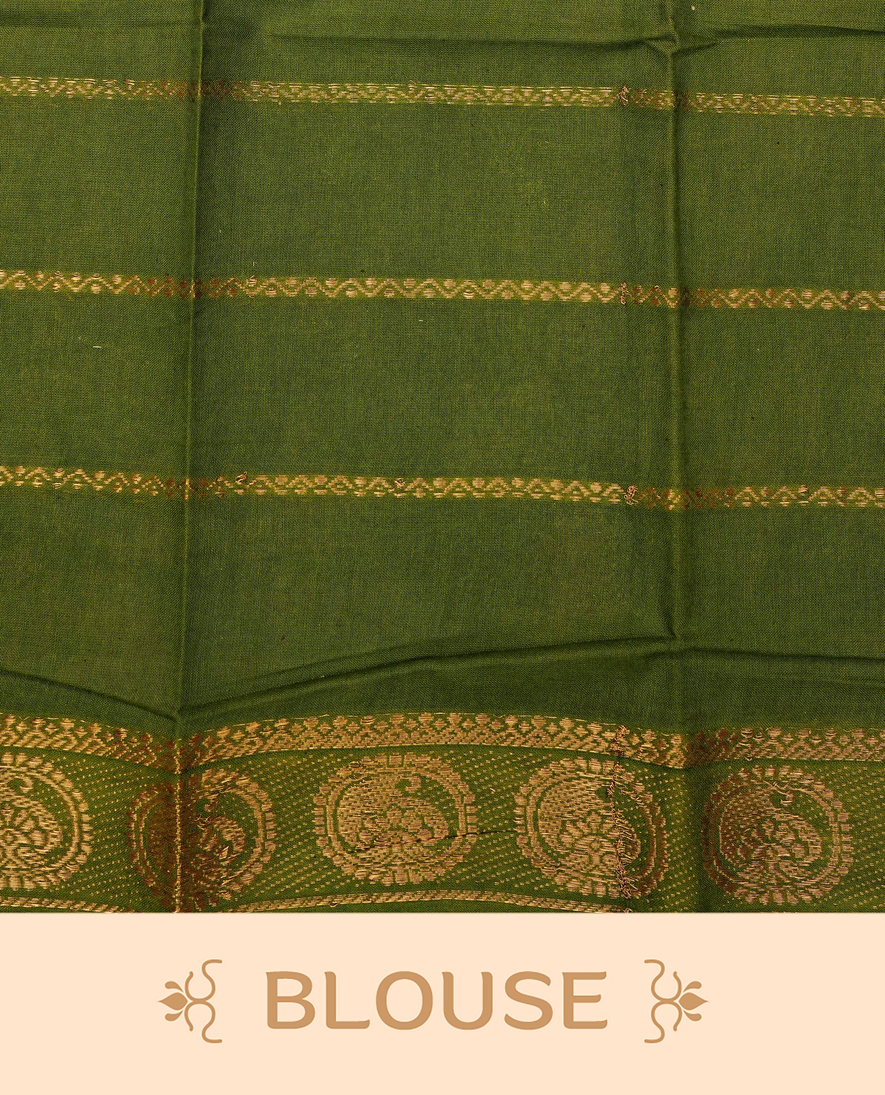 Violet Sungudi cotton saree featuring elegant gold zari checks across the body, complemented by a rich gold zari peacock border. Paired with a matching blouse piece