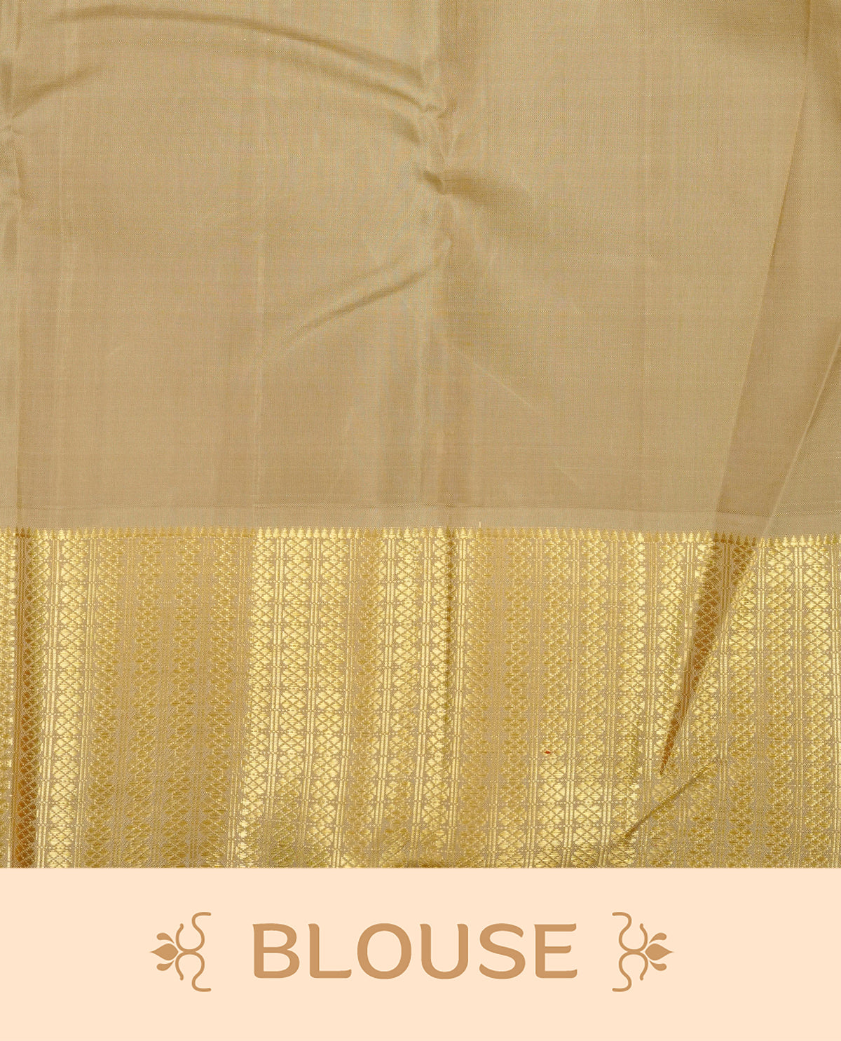 Black colour Traditional Kancheepuram silk saree featuring Gold zari Buttas, complemented by contrast beige colour with Orange zari floral pattern with traditional border, comes with matching blouse piece.