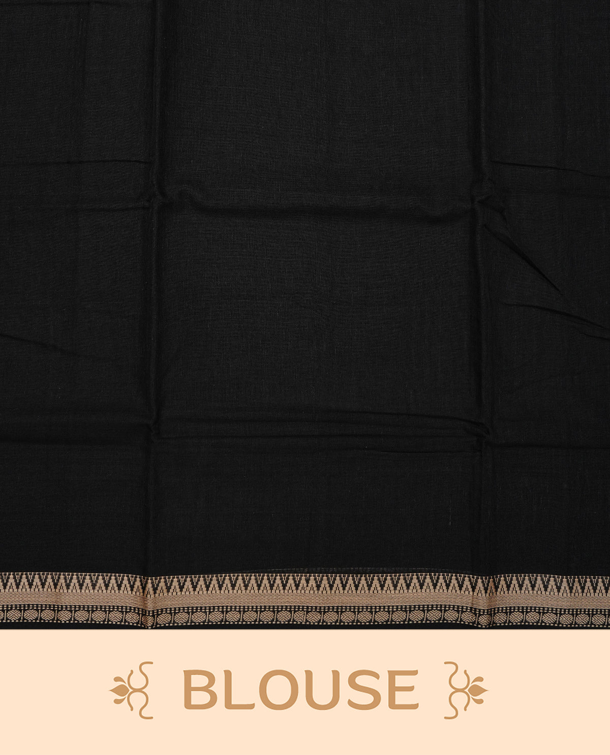 Black colour Narayanapattu cotton saree Featuing a plain body, complemented by a beige colour temple designed border & contrast pallu, paired with a matching blouse piece