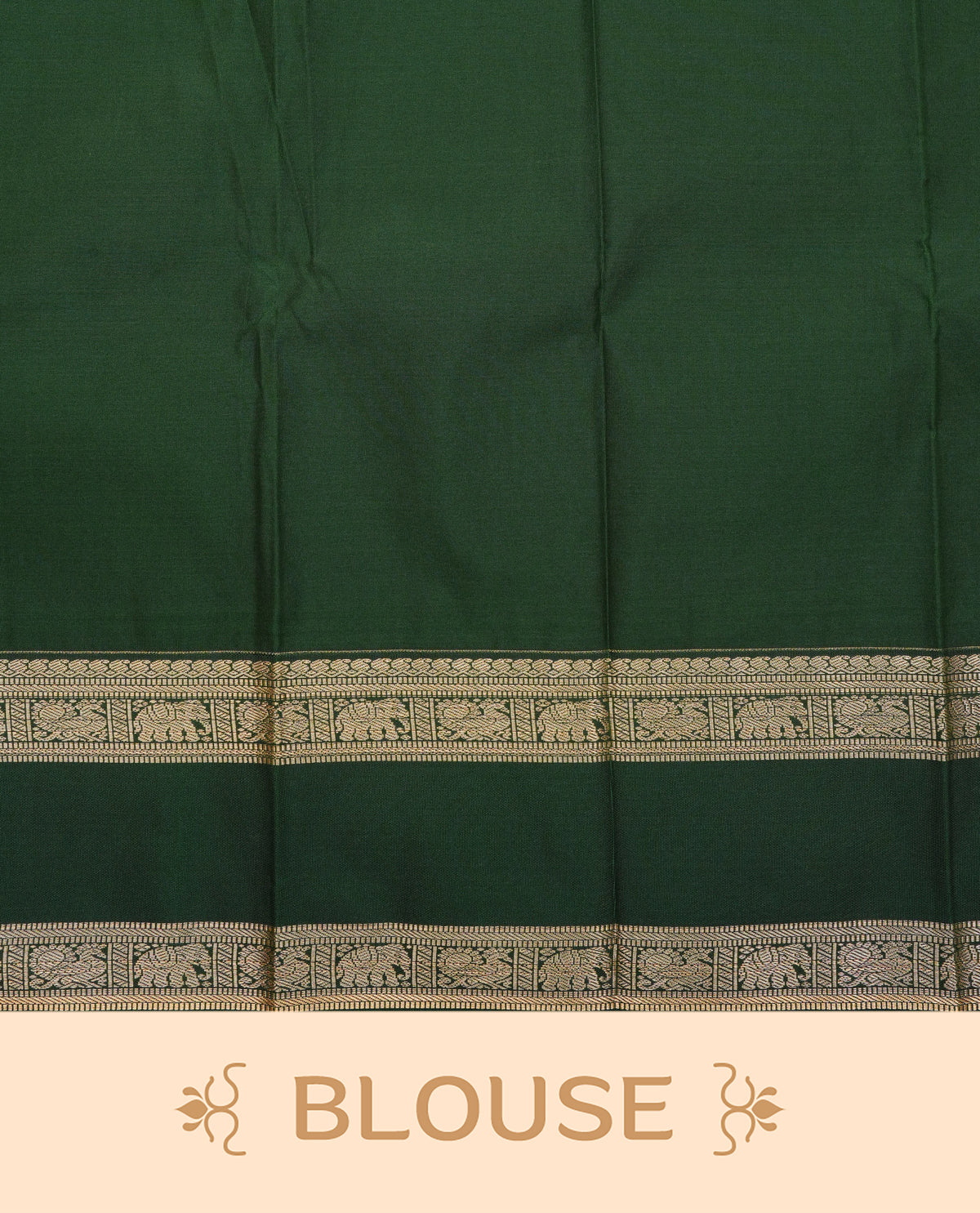 Dark pink colour soft silk saree featuring gold zari stripes florals on body, contrast dark green colour gold zari elephant & peacock motifs on border, grand pallu comes with matching blouse piece.