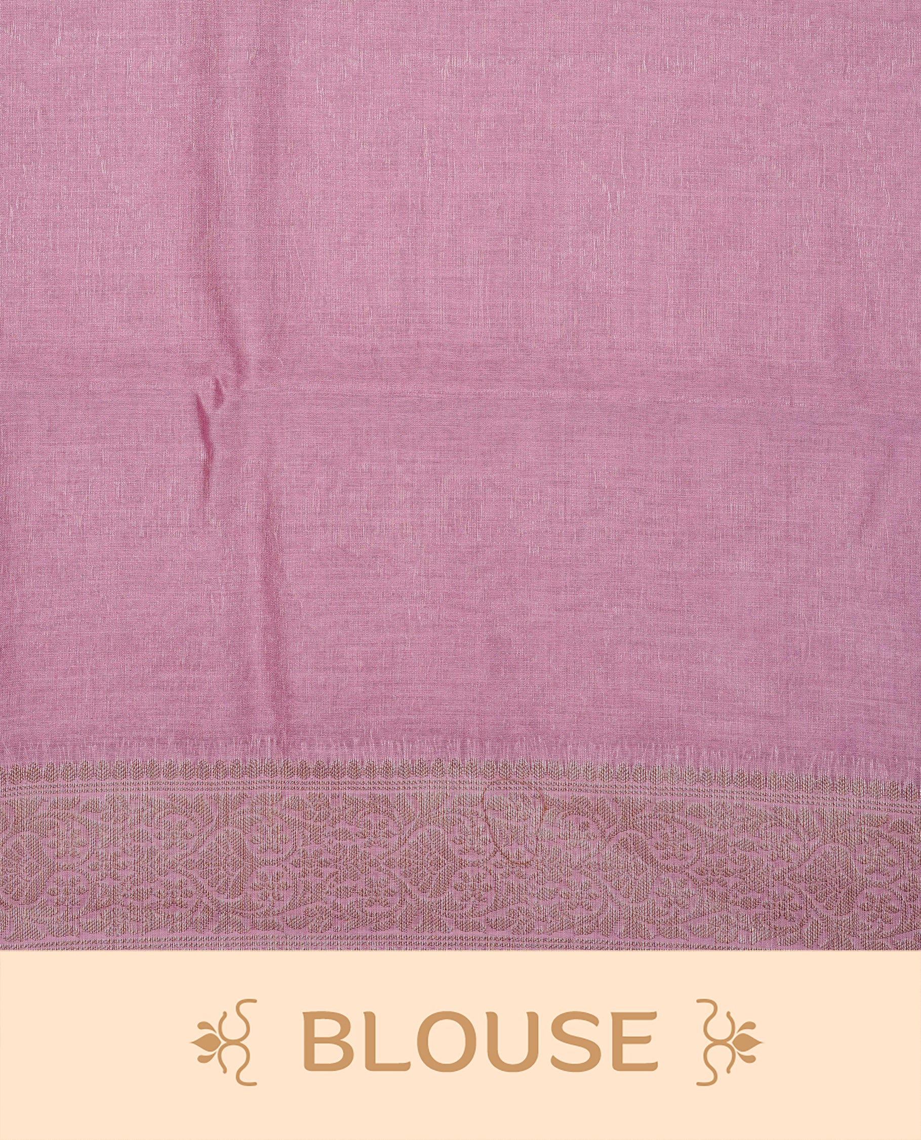 Dusty Pink Colour Tussar Silk saree with antique zari butta motifs On body, a self-toned floral zari border, a rich zari pallu, and Paired With a matching blouse piece.