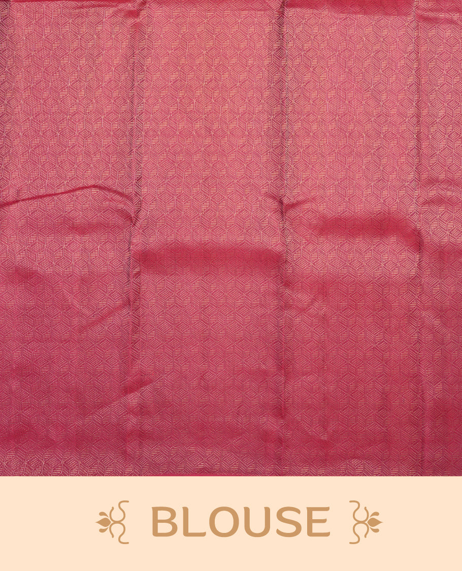 Magenta purple Colour Pure Kancheepuram Silk Saree having gold Square pattern on Body without Border and matching Blouse