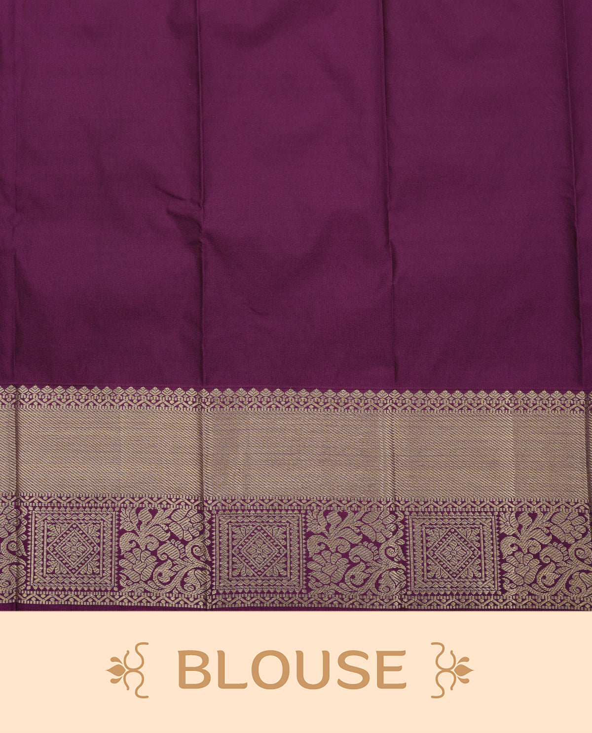 Off white colour silk saree featuring gold zari mango motifs on body, contrast purple with gold zari traditional border, contrast grand pallu comes with matching blouse piece .