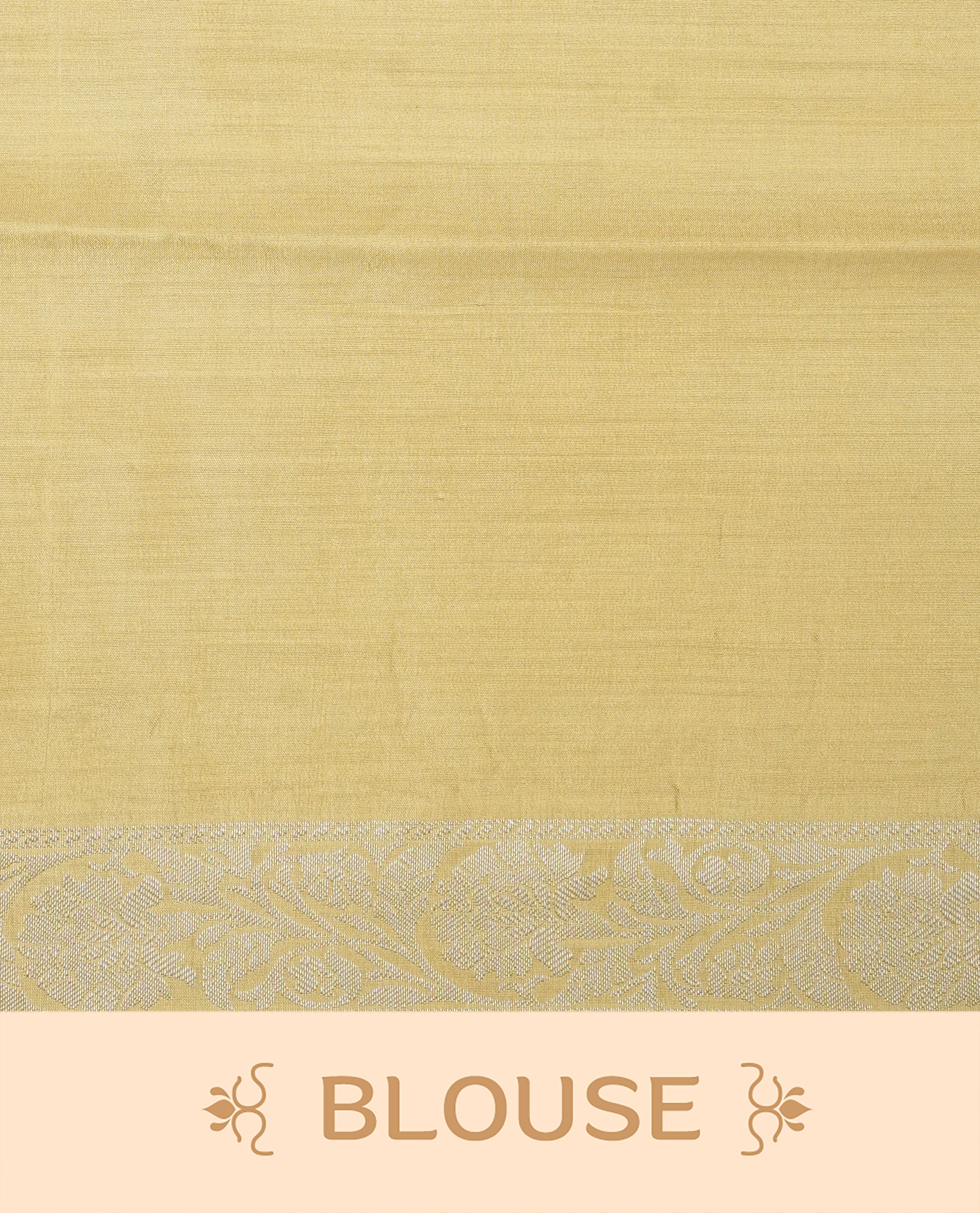 pastel yellow Colour Tussar silk saree with silver zari buttas On Body, a Contrast  Self Coloured zari border and pallu, Paired With a matching blouse piece.