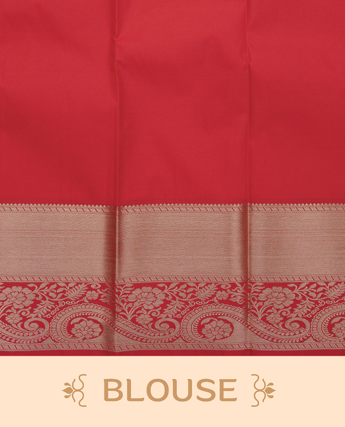 Off white colour silk saree featuring gold zari floral patterns on body, contrast red with gold zari traditional border, contrast grand pallu comes with matching blouse piece .
