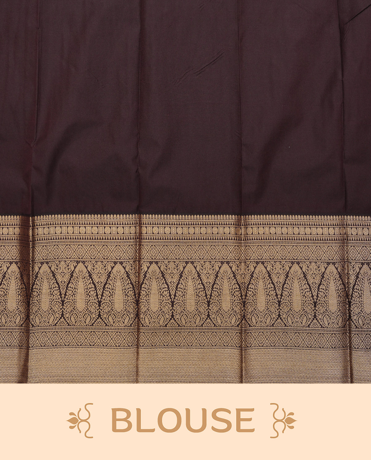 Coffee brown colour soft silk saree featuring gold zari buttas on body, contrast self colour gold zari traditonal border, grand pallu comes with matching blouse piece.