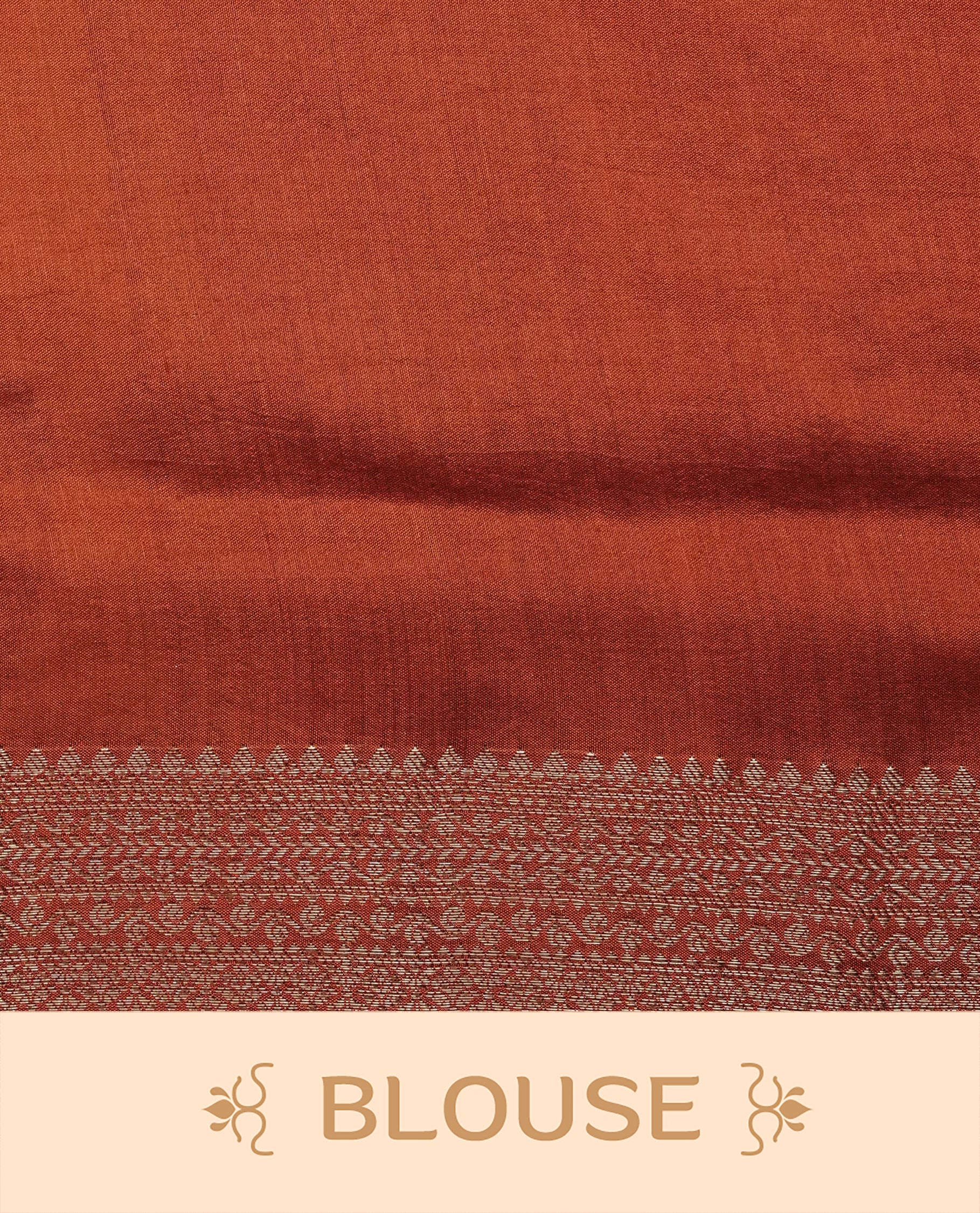 Mustard Colour Tussar Silk saree with elegant antique zari floral motifs On Body, a contrasting Brick red zari border, a rich zari pallu, Paired With a matching  blouse piece.