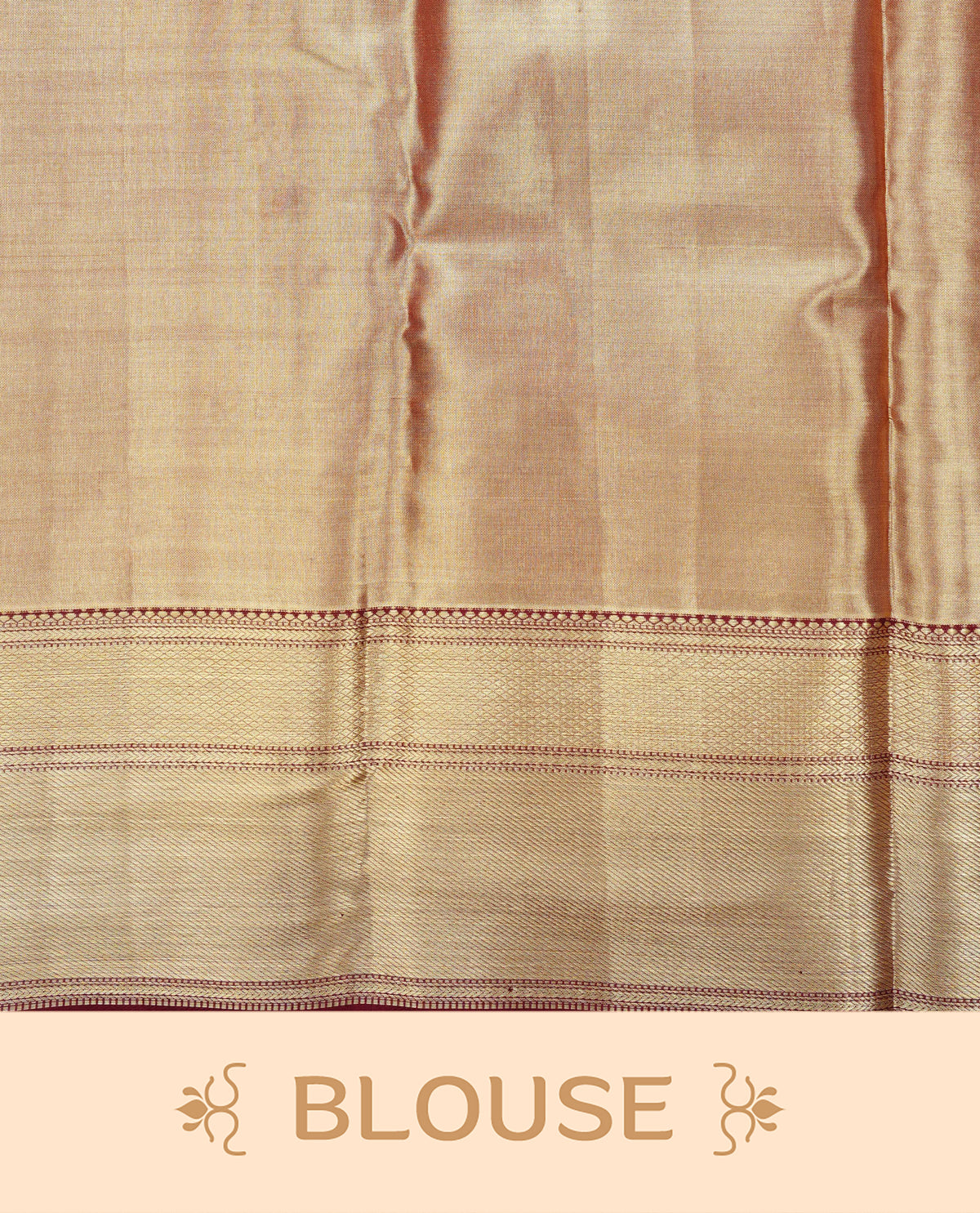 Yellowish gold colour pure tissue silk saree featuring an elegant chocolate toned geometric pattern across the body, complemented by a dark chocolate traditional border. Comes with a matching blouse piece.