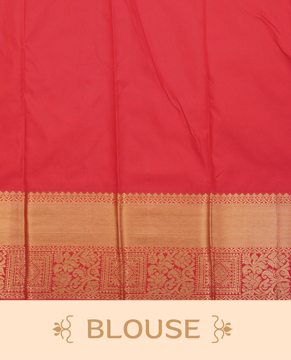 Cream colour silk saree featuring gold zari mango motifs on body, contrast red with gold zari traditional border, contrast grand pallu comes with matching blouse piece .