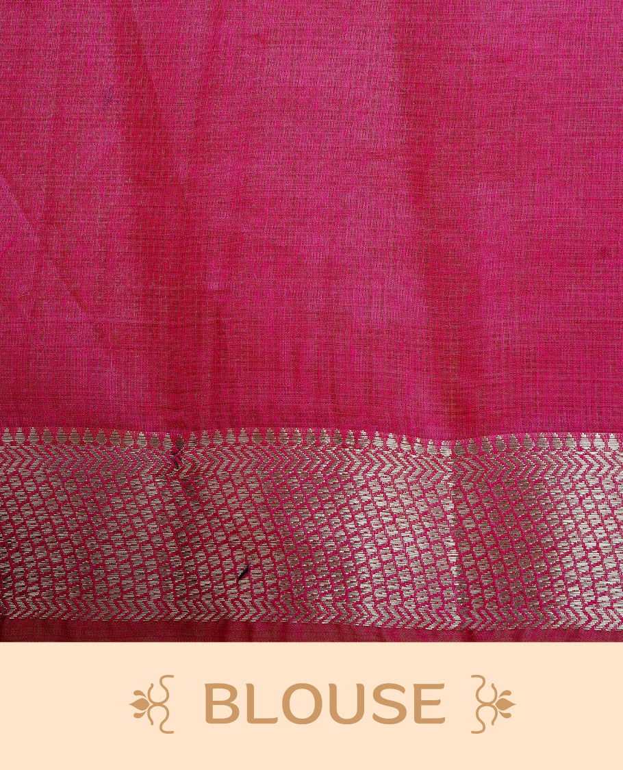 Cream Colour Tussar Kerala Saree Featuring Elegant Mirror Work on the Body, Enhanced with a Light Gold Zari Border, Floral Thread Work, and a Pink & Gold Zari Pallu, Paired with a Matching Blouse Piece