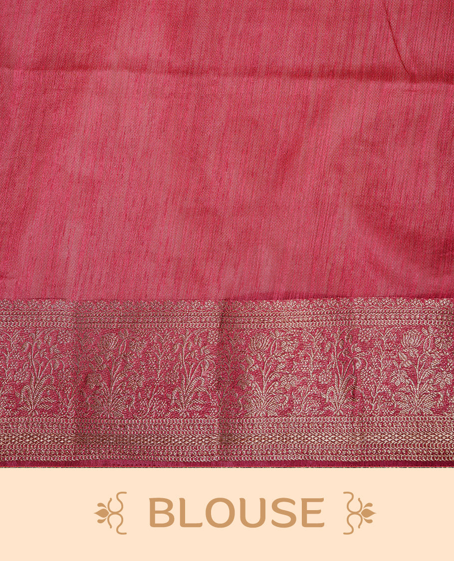 Blue colour Semi linen saree featuring Elegant plain body, complemented by contrast Maroon colour With Antique zari border, paired with matching blouse piece.