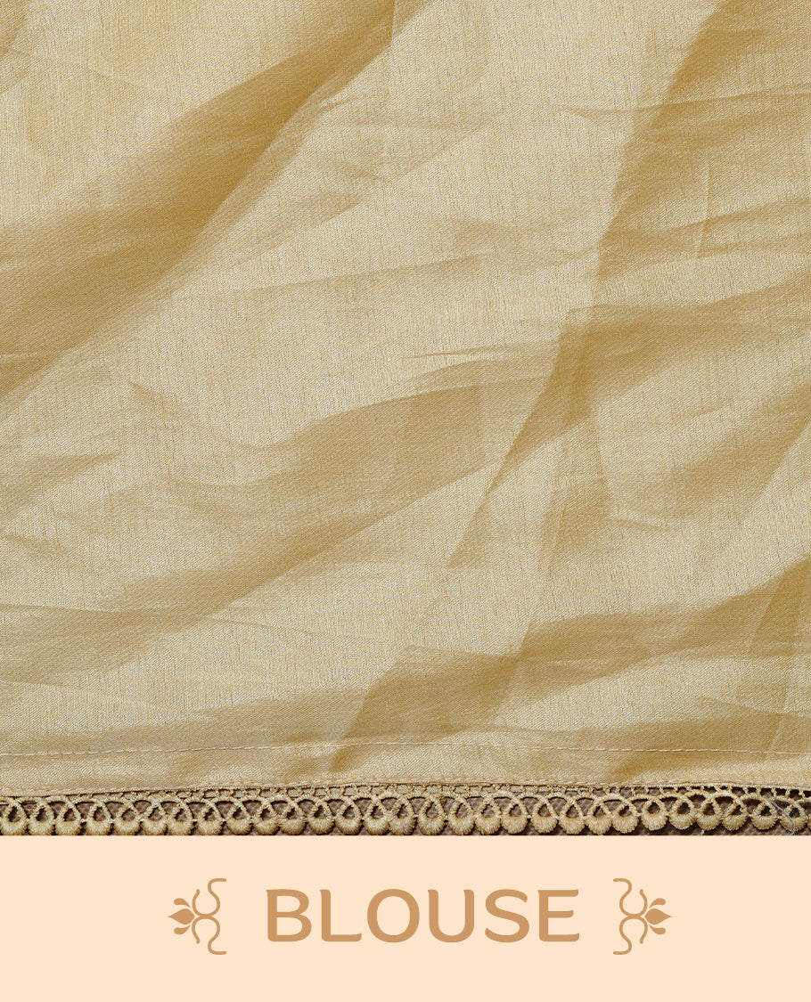Pastel Yellow colour Designer saree Featuring Elegant plain body, enhance with thread Lotus Pattern with lace border, paired with matching blouse piece.