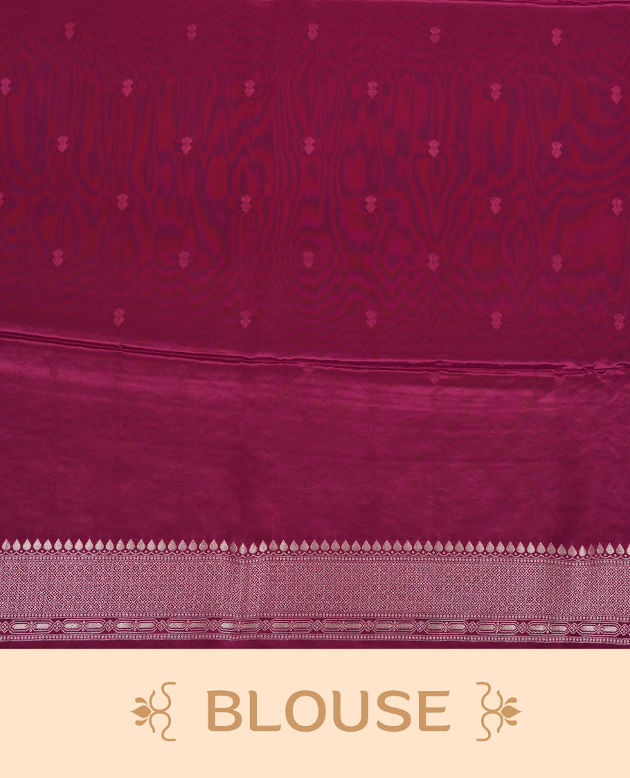 Dark Purple colour Mysore Crepe Silk saree fearturing gold Zari kodi visiri & Animal brocade pattern on body and self colour border paired with matching blouse