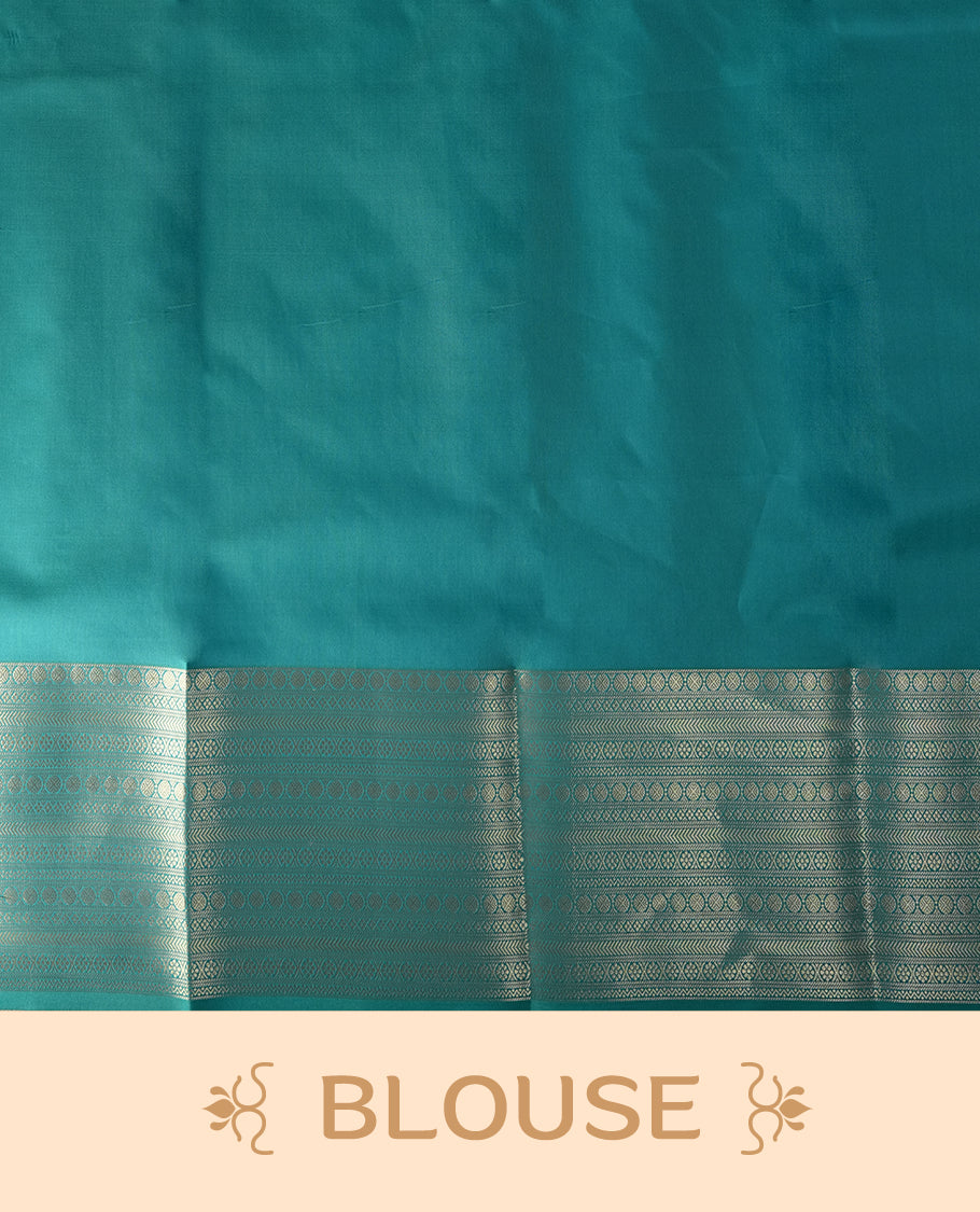 Sky blue colour soft silk saree with silver zari border and matching blouse, featuring delicate silver floral motifs on the body & Paired with a matching blouse.