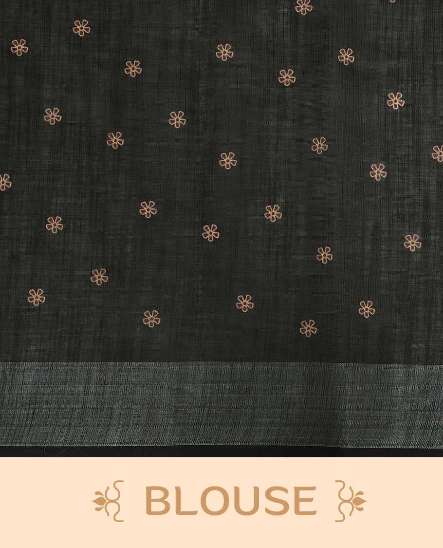 Black Colour Semi Linen saree featuring digital printed body, Complemented by Borderless finish, comes with matching blouse piece.
