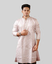 Light Lavender colour men's kurta featuring elegant thread and sequins work on the body, complemented by full sleeves for a refined and festive look.