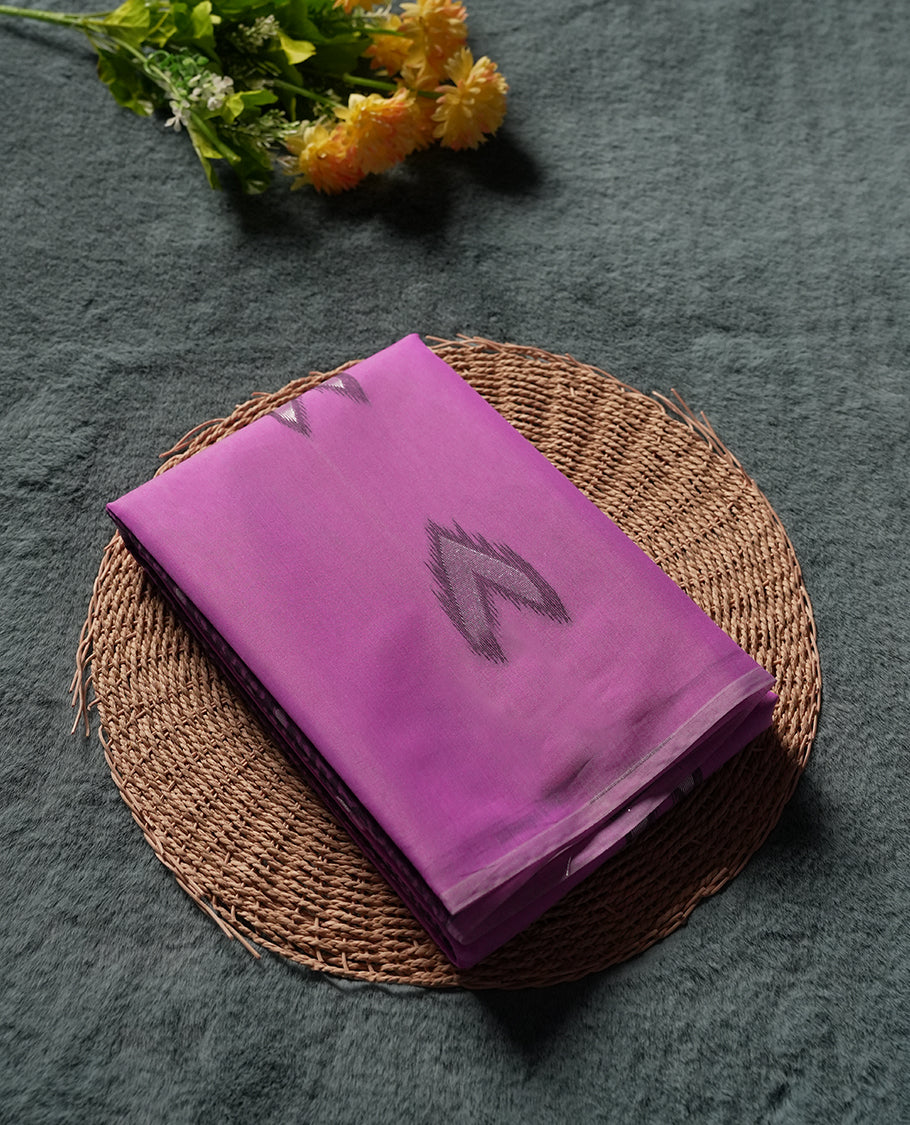 Pink Silk Cotton Saree with Feather Motifs Body, Accented by White Floral Jacquard Pattern on Pink Zari Pallu, Paired with Matching Blouse Piece