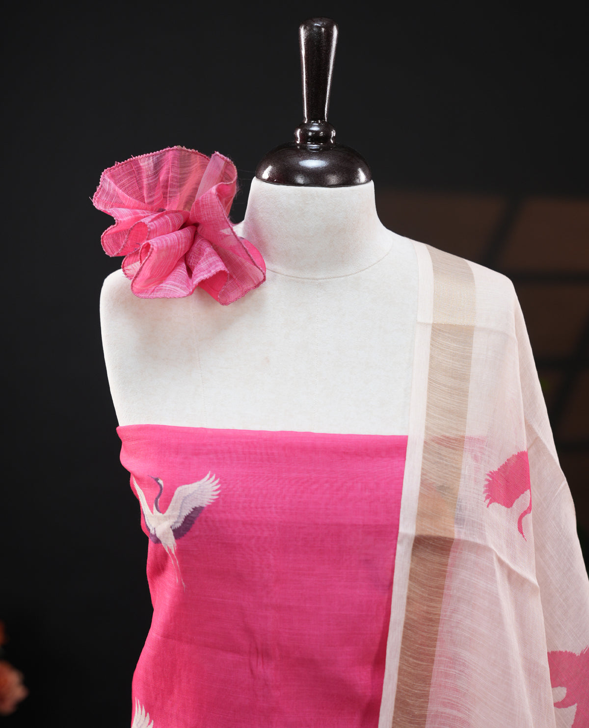 Pink Colour Chanderi Salwar Set featuring digital prints, paired with a matching dupatta and bottom.