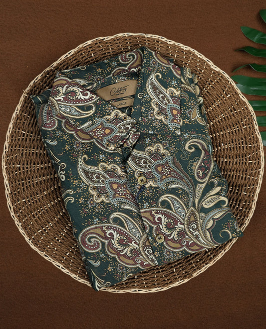 Bottle Green Colour Printed JOHN KIWIS Full Sleeve Shirt for Men