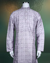 Lavender cotton kurta featuring subtle all over ethnic motifs in a tonal print, designed with a mandarin collar, buttoned placket, and full sleeves, ideal for festive and casual ethnic wear.