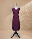Purple  Colour Kurti featuring  Bead Work across the body, a U-shaped neckline adorned with bead and Stone work and a 3/4 Sleeves Design