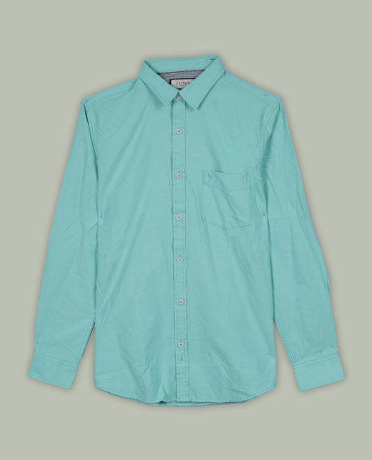 Sky blue colour shirt in soft cotton, Designed with a classic collar and full sleeves, it blends effortless style with everyday comfort.