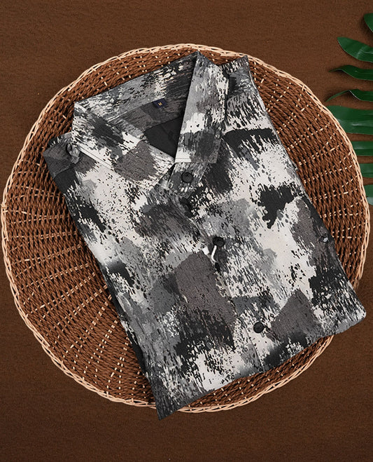 Dark with Multi Colour Printed GVANKEE Full Sleeve Shirt for Men