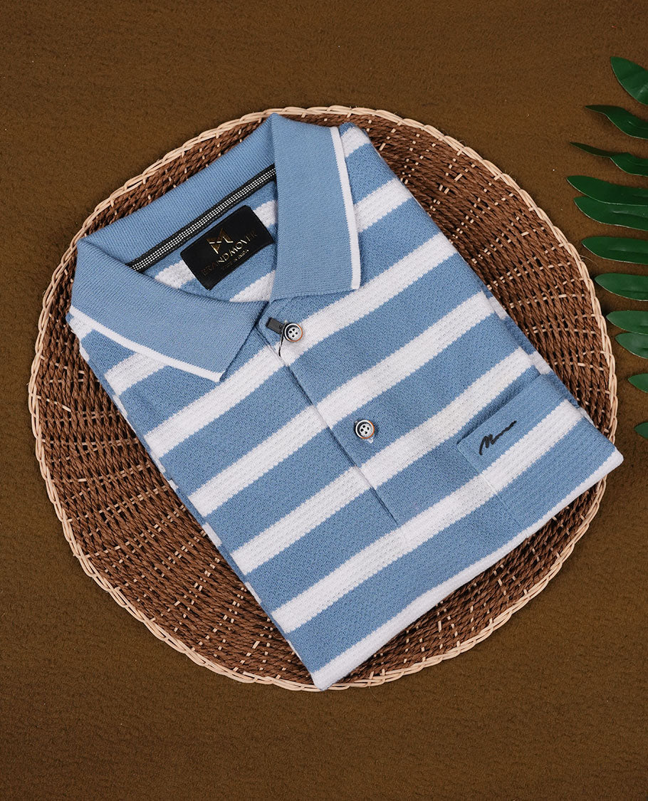 Pastel Blue Colour BRANDMOVER Half Sleeve T-Shirt for Men