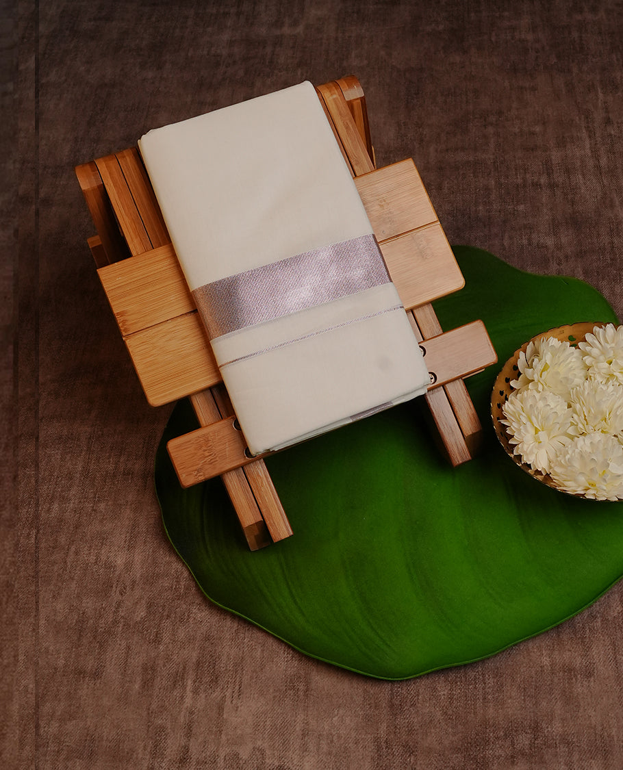 Off White Colour Cotton Double Dhoti Finished With A Classic Rose Gold  kara.