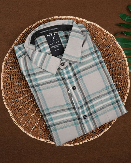 Grey Colour TWILLS Shirt with Check Design for Men