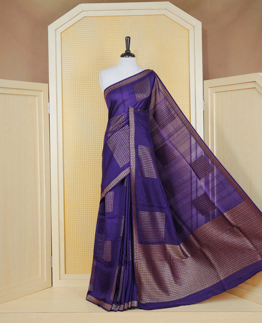 Rich purple colour semi banaras tussar georgette saree