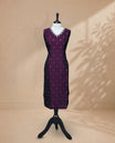 Purple  Colour Kurti featuring  Sequin & Threadwork across the body, a V-shaped neckline adorned with bead and mirror work and a sleeveless design.