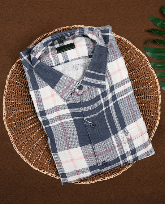 Dark Blue Colour EQ:IQ SPORT Full Sleeve Shirt with Check for Men