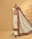Cream colour salwar material Featuring Indian Art forms Print on body, paired with matching bottom & Elegant Dupatta.