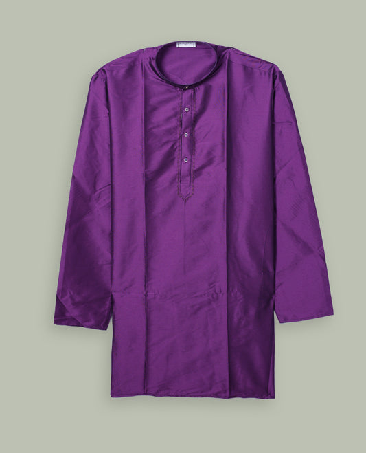 Purple colour mens kurta featuring elegant embroidery on the neckline & Crafted in a refined style with full sleeves, offering a perfect blend of tradition.