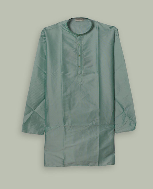 Mint colour mens kurta featuring elegant embroidery on the neckline & Crafted in a refined style with full sleeves, offering a perfect blend of tradition.