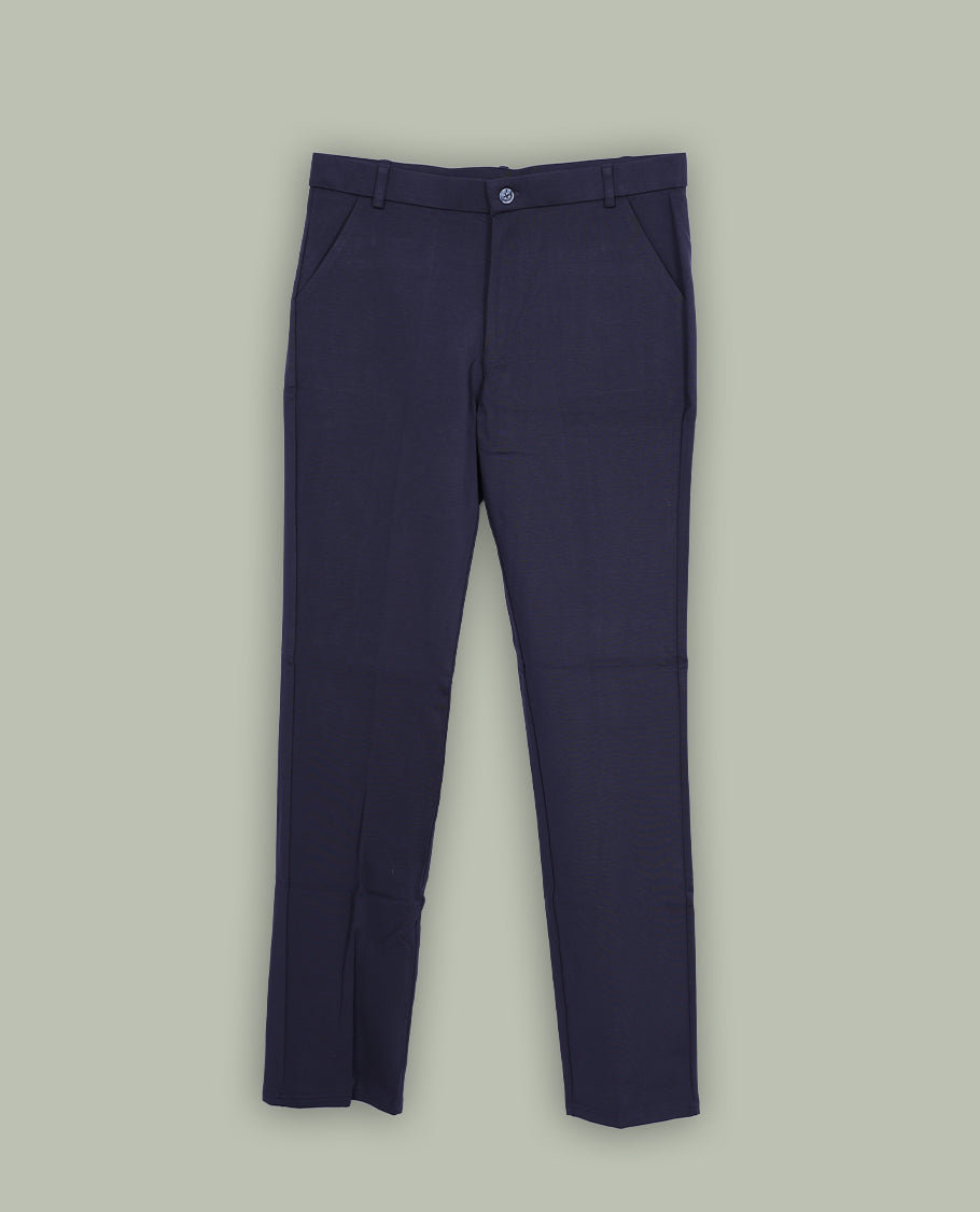 Dark Navy Blue colour pant featuring a clean waistband, pocket detailing and a straight fit.