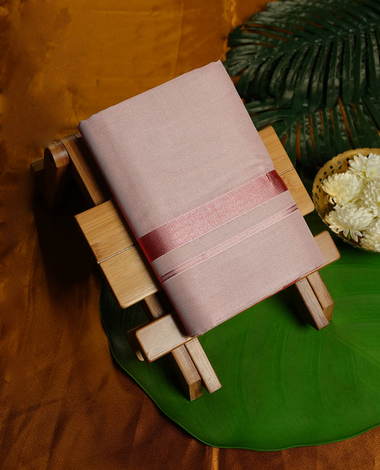 Light copper Colour MINISTER WHITE Pure Cotton double Dhoti with copper Colour Border for Men