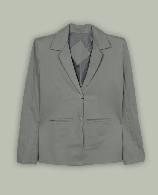 Light pastel green colour blazer featuring a notched lapel collar, button-front closure and flap pockets, finished with long sleeves and a tailored silhouette.