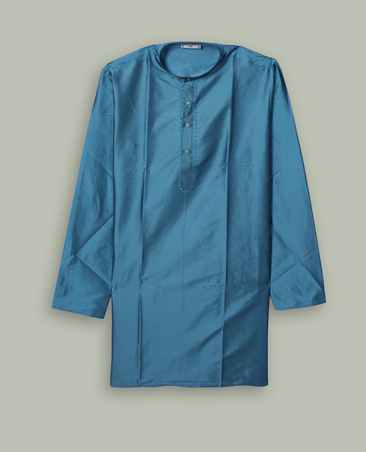 Sky Blue colour mens kurta featuring elegant embroidery on the neckline & Crafted in a refined style with full sleeves, offering a perfect blend of tradition.