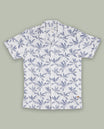 Off white colour short sleeve shirt features a rounded spread collar and a greyish blue colour jacquard print all over & its ideal for both casual days and laid back evenings.